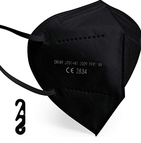 Caja de 20 ud Mascarilla ffp2 de colores con marcado CE según Norma Europea EN 149:2001+A1:2009 (20 ud Negro)