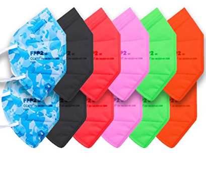PACK 12 Mascarillas FFP2 de COLORES Surtidos Adultos · Certificado CE · Filtrado PFE 94%