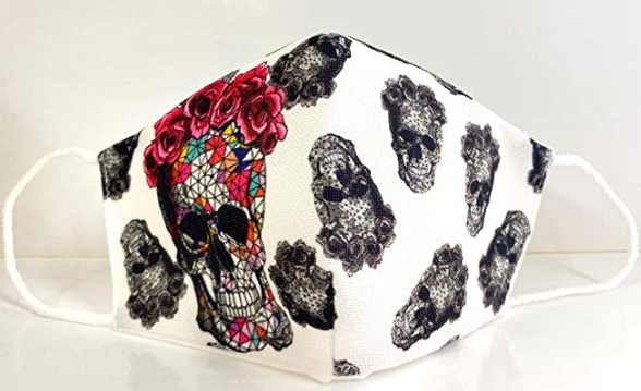 Mascarilla reutilizable estampada katrina original y elegante 3 capas