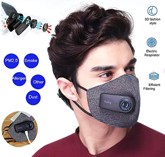 XIAOKUKU Filtro Inteligente de Protección Oral, Filtro de carbón Activado con Filtro de ventilación eléctrico, Puede efectivamente Bloque 99% de Polvo, Saliva, Polen y Otros contaminantes