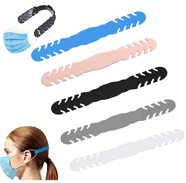 Salvaorejas de Mascarillas Extensor Ajustable, Correa Antideslizante con Hebillas de Silicona con Agarres para Sujetar Cuello Aliviar Molestias, Fijador Ajustable de 4 Engranajes（multicolor）