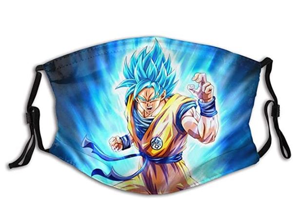 Anime japonés DBZ Goku SSJ Blue Ultra Instinct 2 Pasamontañas Mascarilla para hombre con filtro ajustable Hecho en EE.UU.