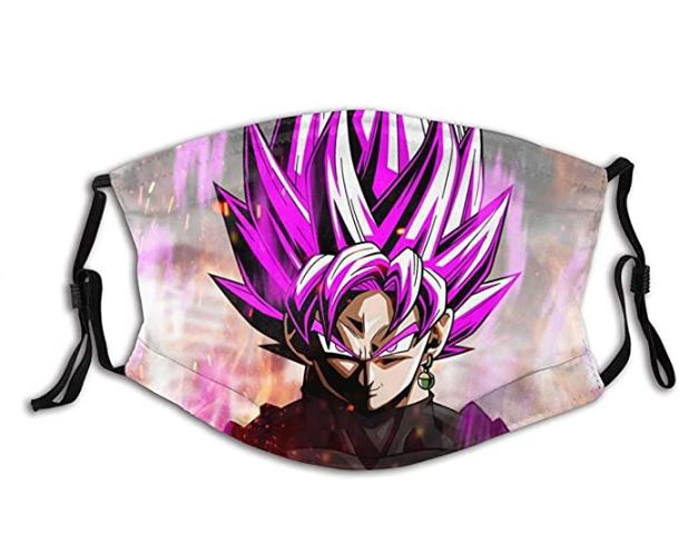 Anime japonés DBZ Super Saiyan Rose Goku pasamontañas negro hombres mujeres máscara facial con filtro ajustable hecho en EE.UU.