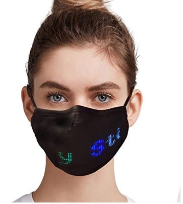Pantalla LED Máscara Luminosa, Cubierta La Cara LED Programable Bluetooth, USB Personalizada Señal Luminosa Que Brilla Hombres Mujeres De Halloween Del Partido Del Festival De Música De Navidad