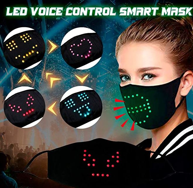Pantalla LED Máscara Luminosa, Cubierta La Cara LED Programable Bluetooth, USB Personalizada Señal Luminosa Que Brilla Hombres Mujeres De Halloween Del Partido Del Festival De Música De Navidad