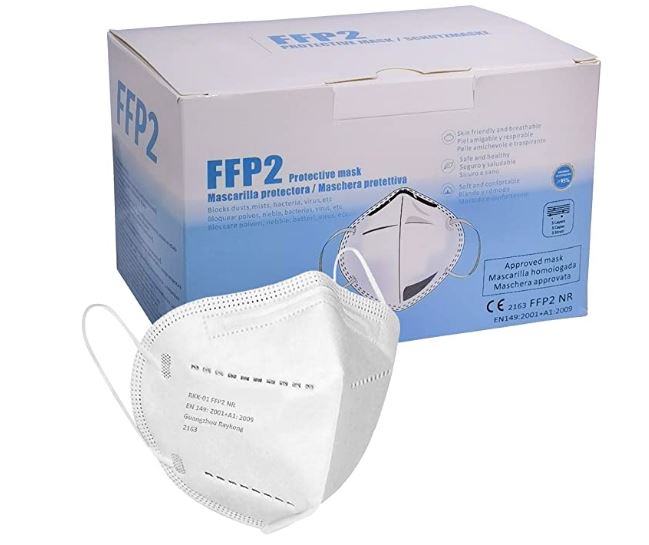 Mascarilla FFP2 CE 2163, Mascarilla Homologada de Protección Civil. 5 capas. Mascara de Alta Eficiencia Filtración + Normativa EN149, Entrega Rapida (20 piezas)